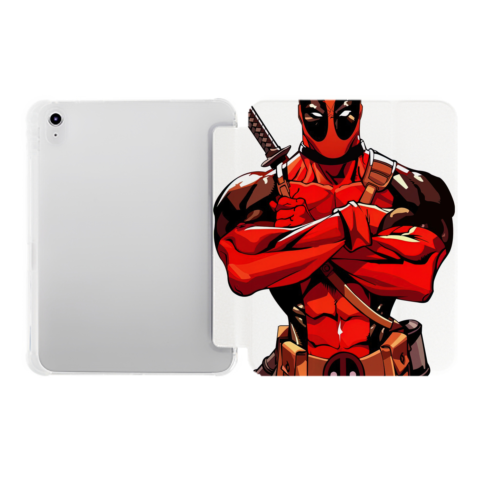 （画像用） Deadpool デッドプール IPad ケース ペン収納付き 三つ折りスタンド PUレザー×シリコン 対応機種9.5/10.5/10.9インチ